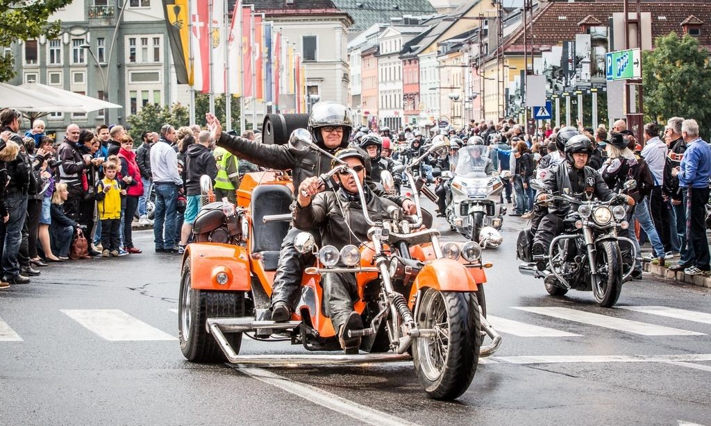 Harley Treffen European Bike Week Faakersee Kärnten 2014 Sternfahrt Rundfahrt Villach Innenstadt